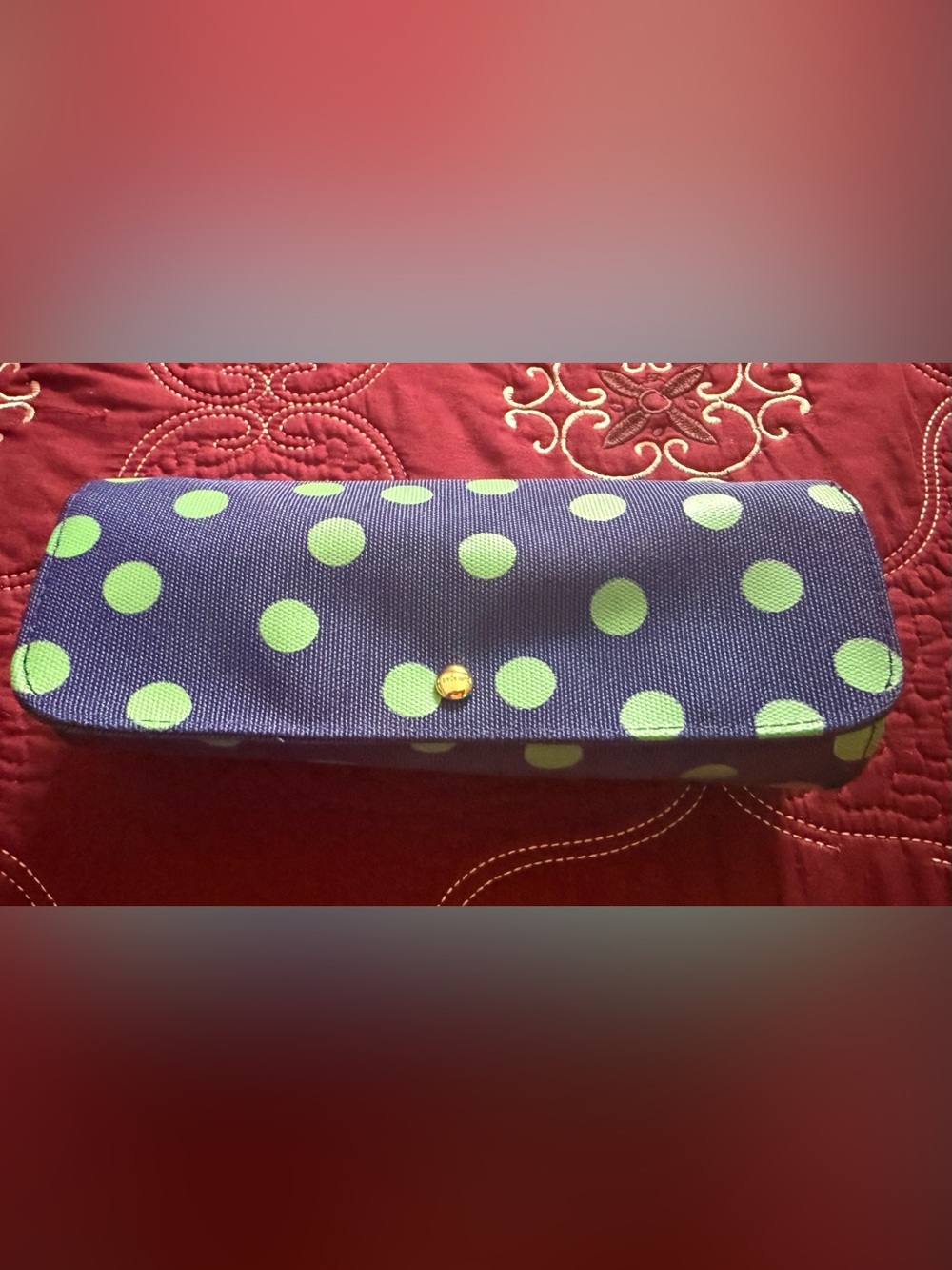 Kate Spade New York Navy & Green Polka Dot Makeup Cosmetic Pouch
